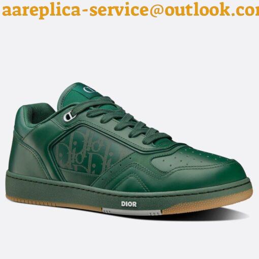 Replica Dior Men’s B27 World Tour Sneakers In Green Leather