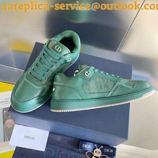 Replica Dior Men’s B27 World Tour Sneakers In Green Leather 9