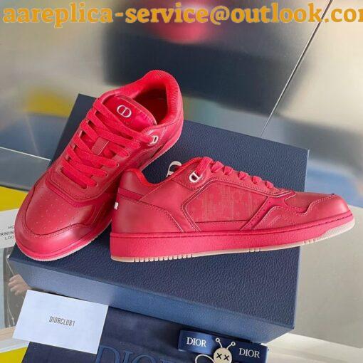 Replica Dior Men’s B27 World Tour Sneakers In Red Leather