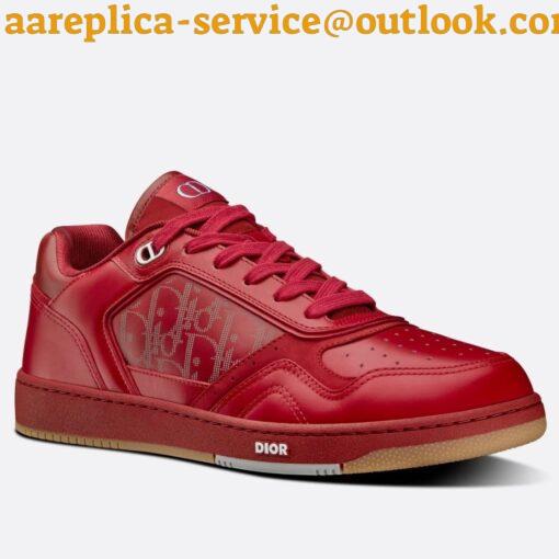 Replica Dior Men’s B27 World Tour Sneakers In Red Leather 3