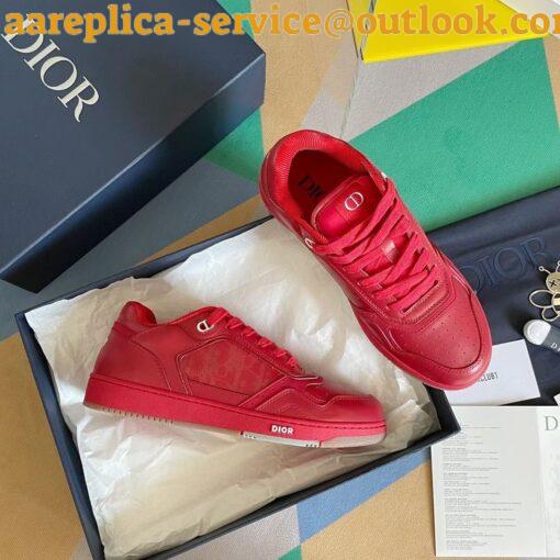 Replica Dior Men’s B27 World Tour Sneakers In Red Leather 4