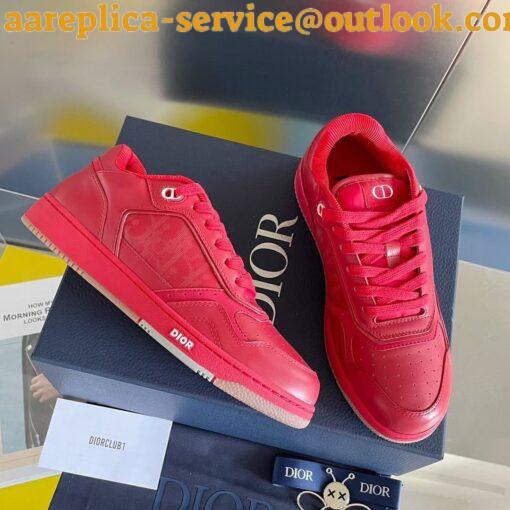 Replica Dior Men’s B27 World Tour Sneakers In Red Leather 5