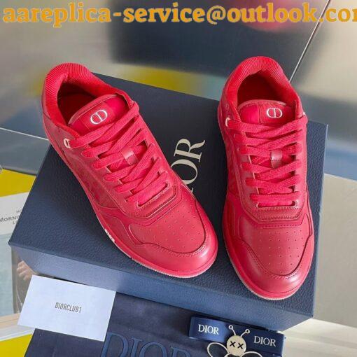 Replica Dior Men’s B27 World Tour Sneakers In Red Leather 6