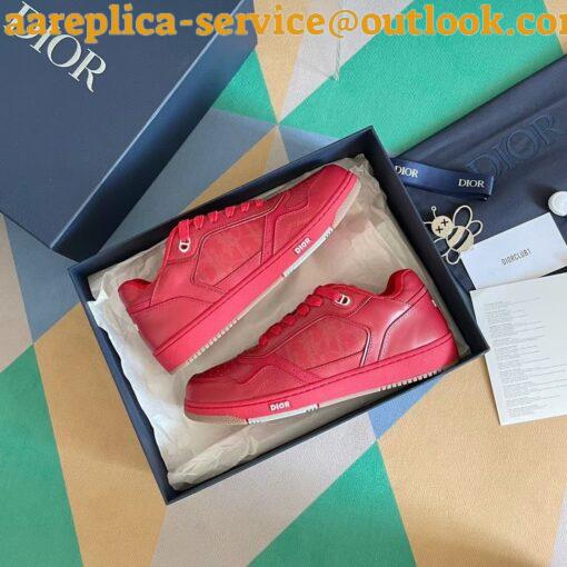 Replica Dior Men’s B27 World Tour Sneakers In Red Leather 7