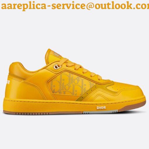 Replica Dior Men’s B27 World Tour Sneakers In Yellow Leather