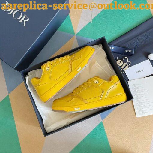 Replica Dior Men’s B27 World Tour Sneakers In Yellow Leather 3