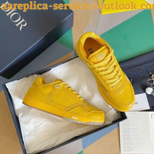 Replica Dior Men’s B27 World Tour Sneakers In Yellow Leather 5