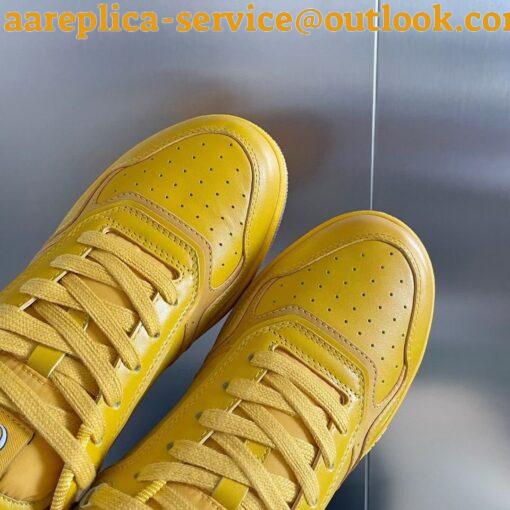 Replica Dior Men’s B27 World Tour Sneakers In Yellow Leather 6