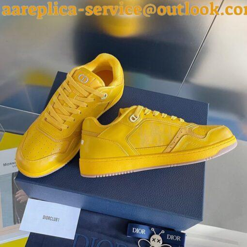 Replica Dior Men’s B27 World Tour Sneakers In Yellow Leather 8