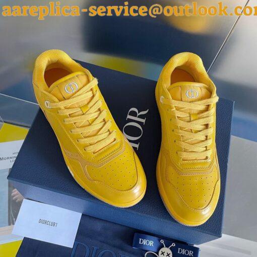 Replica Dior Men’s B27 World Tour Sneakers In Yellow Leather 9