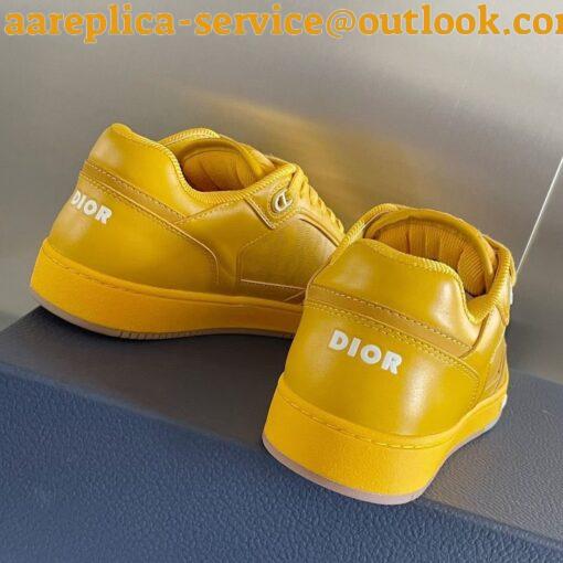 Replica Dior Men’s B27 World Tour Sneakers In Yellow Leather 10