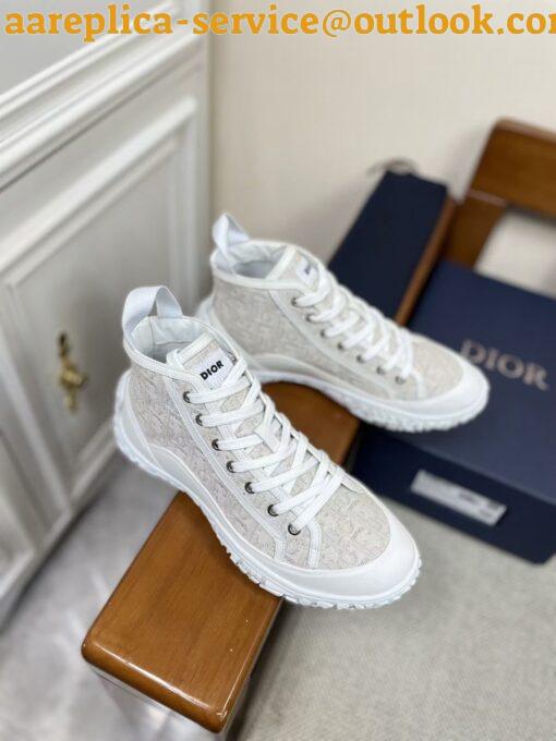 Replica Dior Men’s B28 High-top Sneakers In White Oblique Jacquard 4