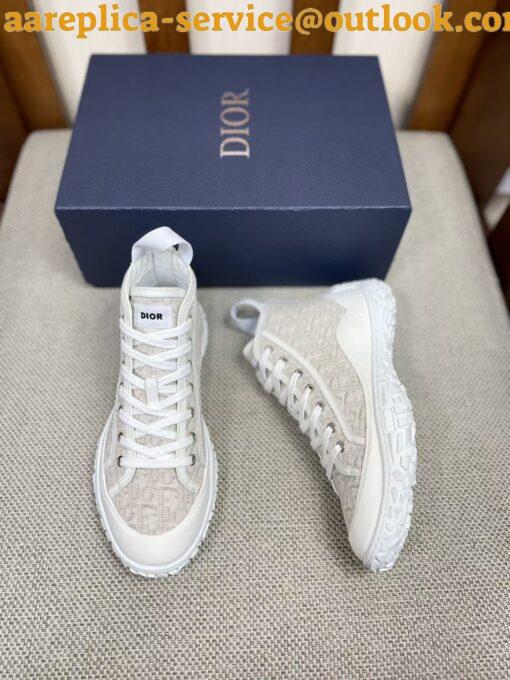 Replica Dior Men’s B28 High-top Sneakers In White Oblique Jacquard 6