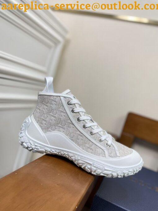 Replica Dior Men’s B28 High-top Sneakers In White Oblique Jacquard 11