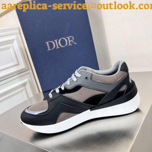 Replica Dior Men’s B29 Sneakers In Gray Mesh and Black Suede 3