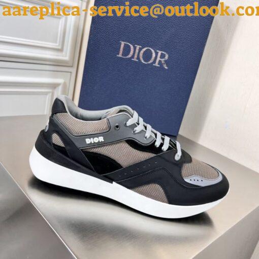 Replica Dior Men’s B29 Sneakers In Gray Mesh and Black Suede 11