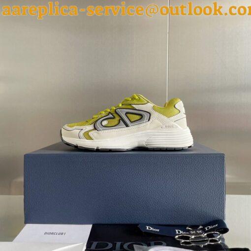 Replica Dior Men’s B30 Sneakers In Yellow Mesh and White Fabric 3