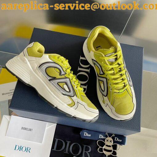 Replica Dior Men’s B30 Sneakers In Yellow Mesh and White Fabric 6