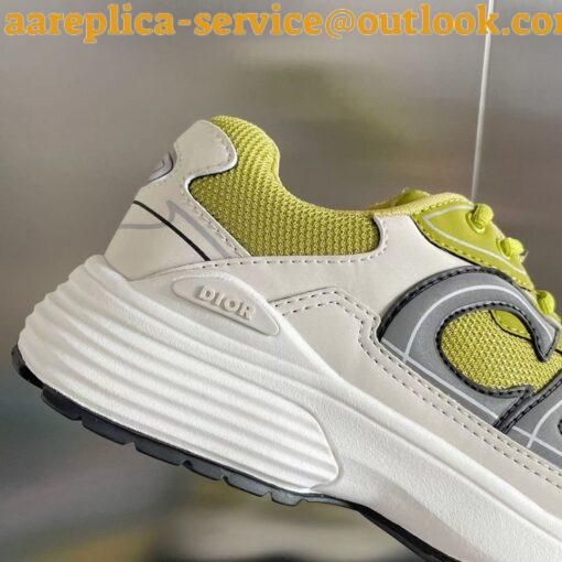 Replica Dior Men’s B30 Sneakers In Yellow Mesh and White Fabric 7