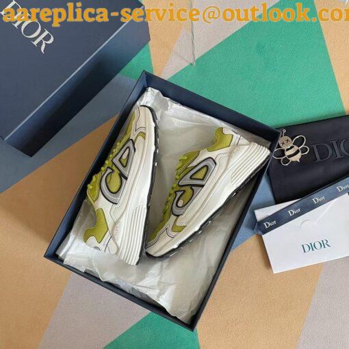 Replica Dior Men’s B30 Sneakers In Yellow Mesh and White Fabric 9