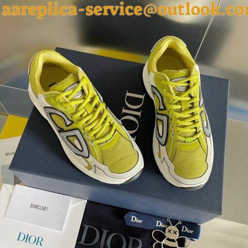 Replica Dior Men’s B30 Sneakers In Yellow Mesh and White Fabric 10