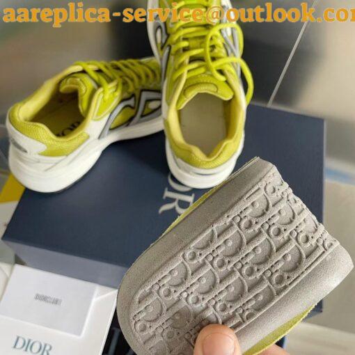 Replica Dior Men’s B30 Sneakers In Yellow Mesh and White Fabric 11