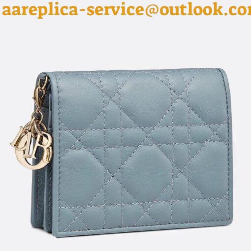 Replica Dior Mini Lady Dior Wallet In Grey Cannage Lambskin