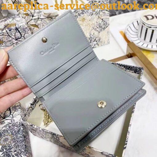 Replica Dior Mini Lady Dior Wallet In Grey Cannage Lambskin 5