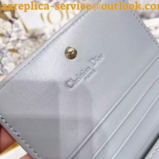 Replica Dior Mini Lady Dior Wallet In Grey Cannage Lambskin 8