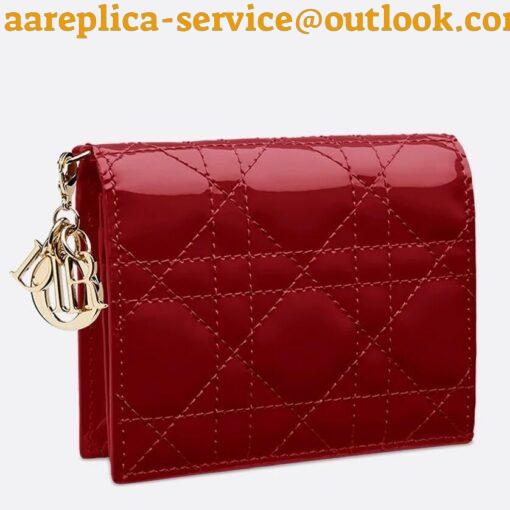 Replica Dior Mini Lady Dior Wallet In Red Patent Calfskin