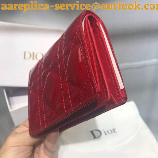 Replica Dior Mini Lady Dior Wallet In Red Patent Calfskin 3