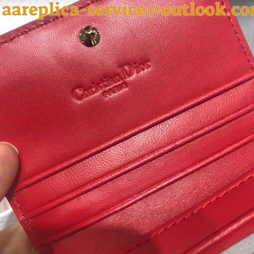 Replica Dior Mini Lady Dior Wallet In Red Patent Calfskin 8