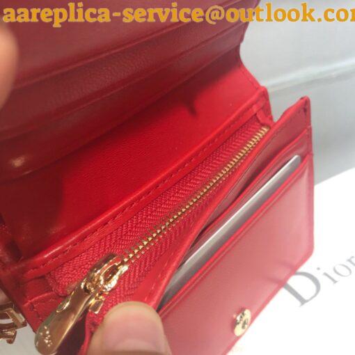 Replica Dior Mini Lady Dior Wallet In Red Patent Calfskin 10