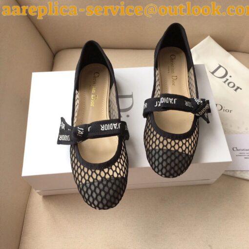 Replica Dior Miss J’Adior Ballerina Flats In Black Mesh 4