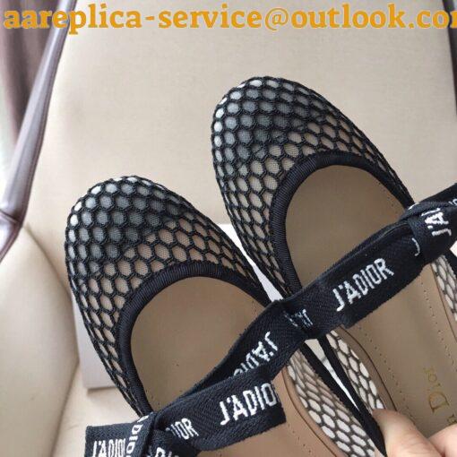 Replica Dior Miss J’Adior Ballerina Flats In Black Mesh 8