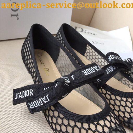 Replica Dior Miss J’Adior Ballerina Flats In Black Mesh 9