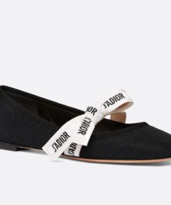 Replica Dior Miss J’Adior Ballerina Flats In Black Technical Canvas