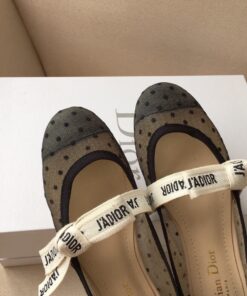 Replica Dior Miss J’Adior Ballerina Flats In Dotted Swiss Tulle