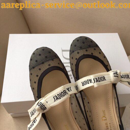 Replica Dior Miss J’Adior Ballerina Flats In Dotted Swiss Tulle