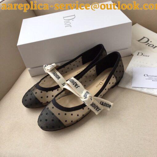 Replica Dior Miss J’Adior Ballerina Flats In Dotted Swiss Tulle 8