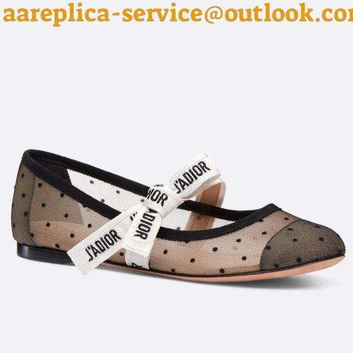 Replica Dior Miss J’Adior Ballerina Flats In Dotted Swiss Tulle 9