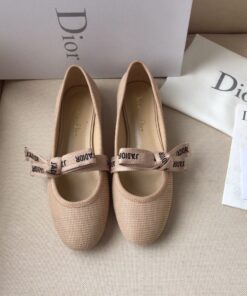 Replica Dior Miss J’Adior Ballerina Flats In Nude Technical Canvas