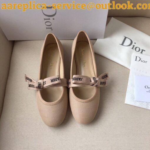 Replica Dior Miss J’Adior Ballerina Flats In Nude Technical Canvas