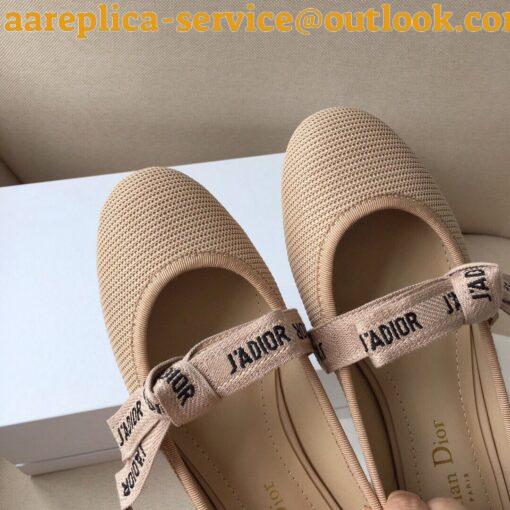 Replica Dior Miss J’Adior Ballerina Flats In Nude Technical Canvas 5