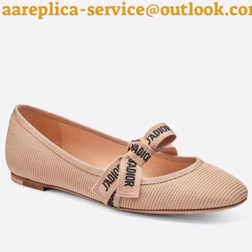 Replica Dior Miss J’Adior Ballerina Flats In Nude Technical Canvas 7