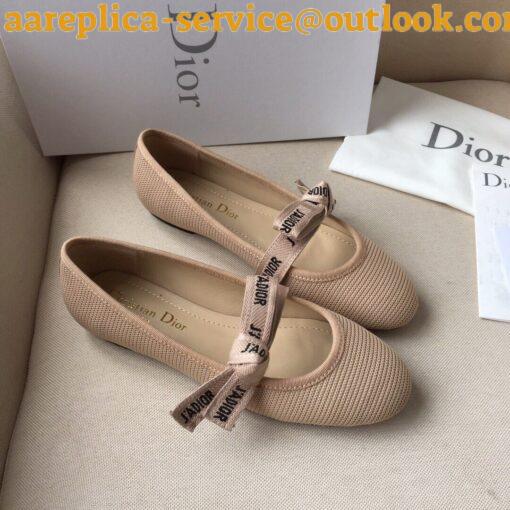 Replica Dior Miss J’Adior Ballerina Flats In Nude Technical Canvas 8