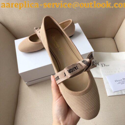 Replica Dior Miss J’Adior Ballerina Flats In Nude Technical Canvas 9