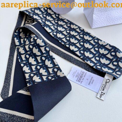 Replica Dior Oblique Mitzah Scarf in Blue Silk Twill 5