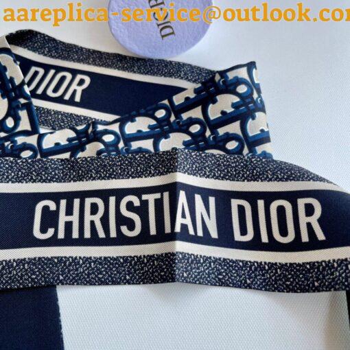 Replica Dior Oblique Mitzah Scarf in Blue Silk Twill 6