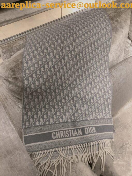 Replica Dior Oblique Scarf In Grey Cashmere 3